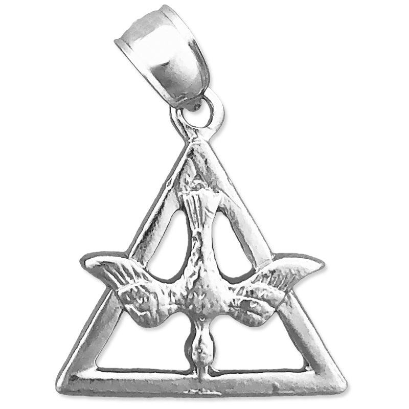 14K Gold Heiliger-Geist-Taube-im-Dreifaltigkeitsdreieck-Charm