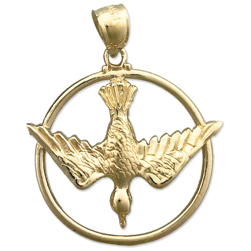 14K Gold Encircled Heilig Geist Taube Medallion