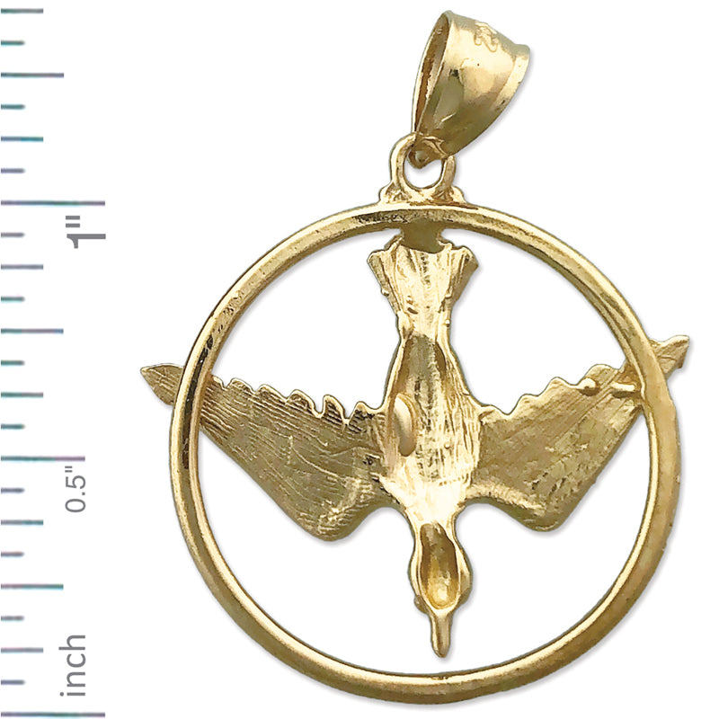 14K Gold Encircled Heilig Geist Taube Medallion