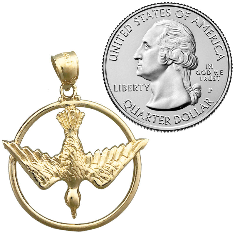 14K Gold Encircled Heilig Geist Taube Medallion