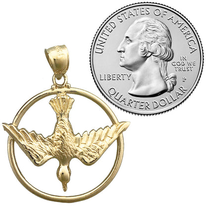 14K Gold Encircled Heilig Geist Taube Medallion