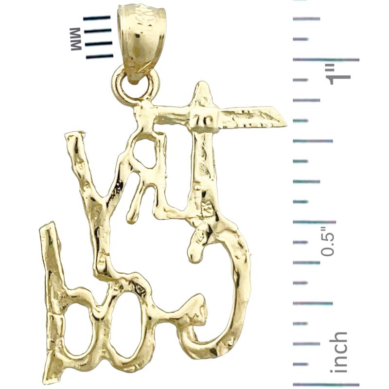 14K Gold 3D „Try God“ Anhänger