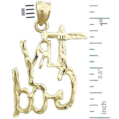 14K Gold 3D „Try God“ Anhänger