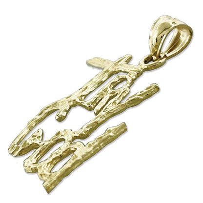 14K Gold 3D „Try God“ Anhänger