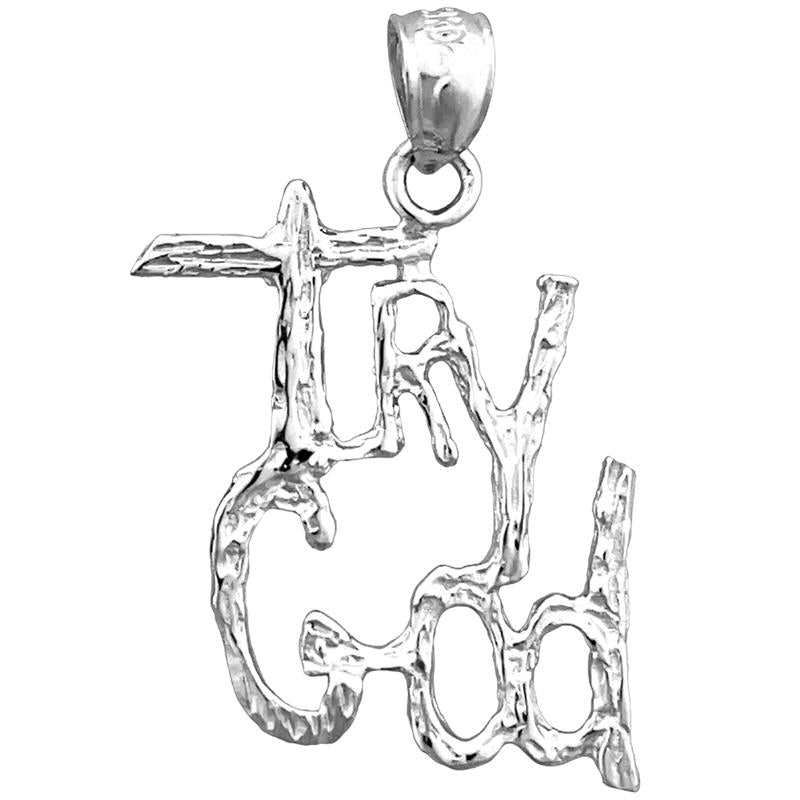 14K Gold 3D „Try God“ Anhänger