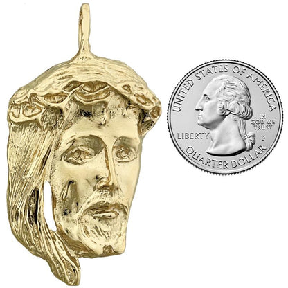 14K Gold 46mm Jesus-Christus-Kopf-Anhänger