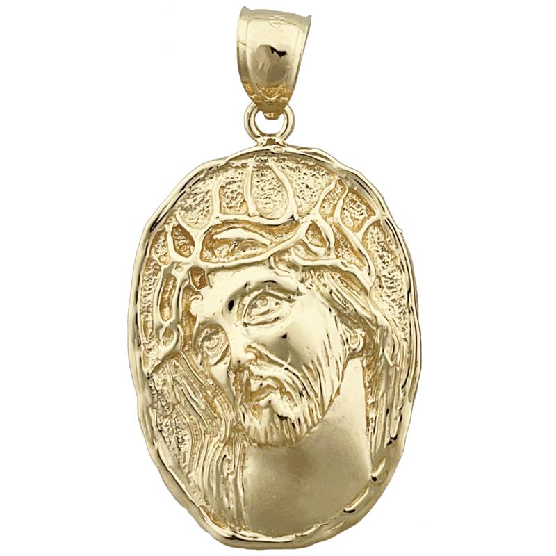 14K Gold Jesus Christus Face Medallion