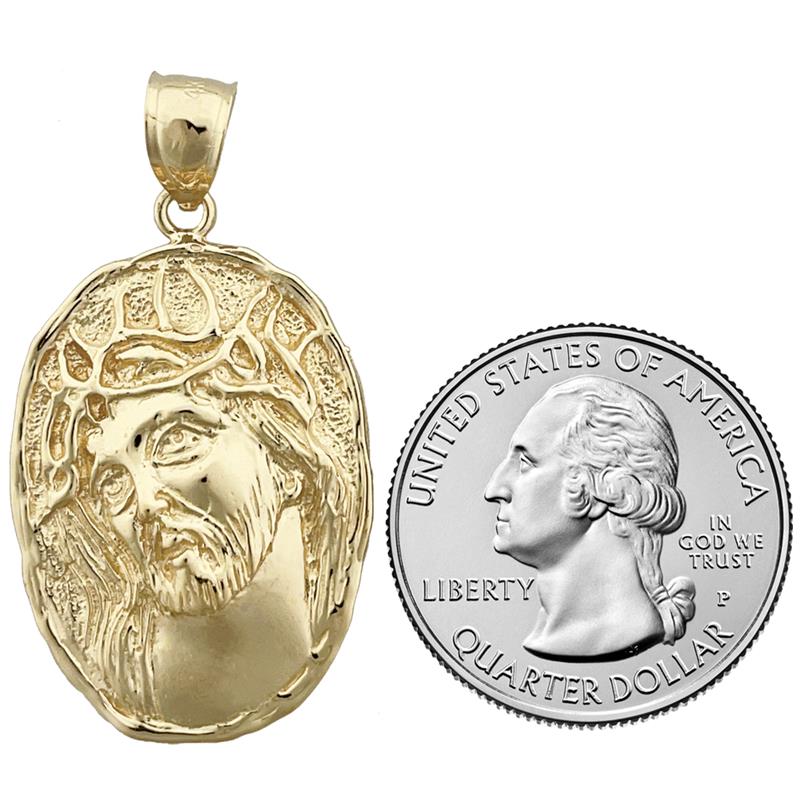 14K Gold Jesus Christus Face Medallion