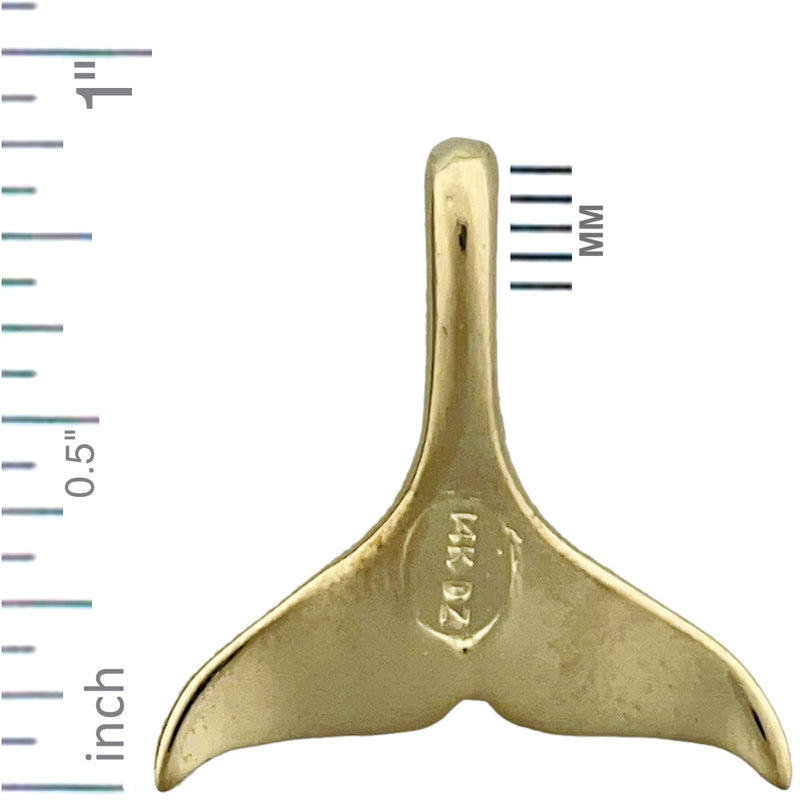 14K Gold Grauwal-Flossen-Charm-Gleitanhänger
