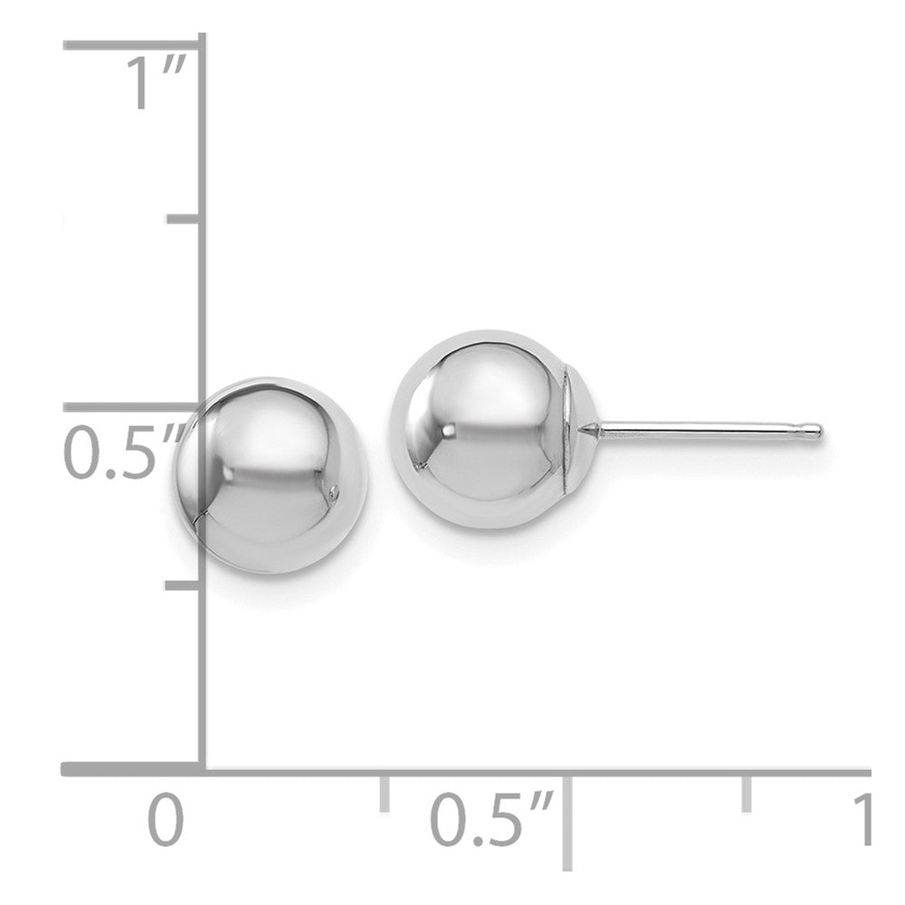 14K Weißgold Poliert 7mm Kugel Ohrstecker