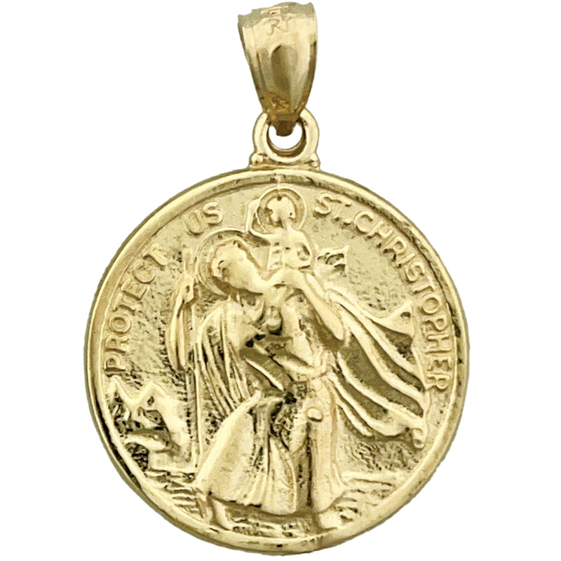 14K Gold 18 mm Sankt Christopherus Anhänger