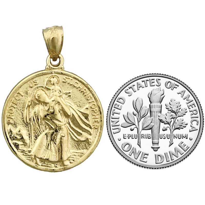 14K Gold 18 mm Sankt Christopherus Anhänger