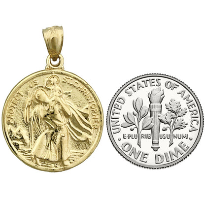 14K Gold 18 mm Sankt Christopherus Anhänger