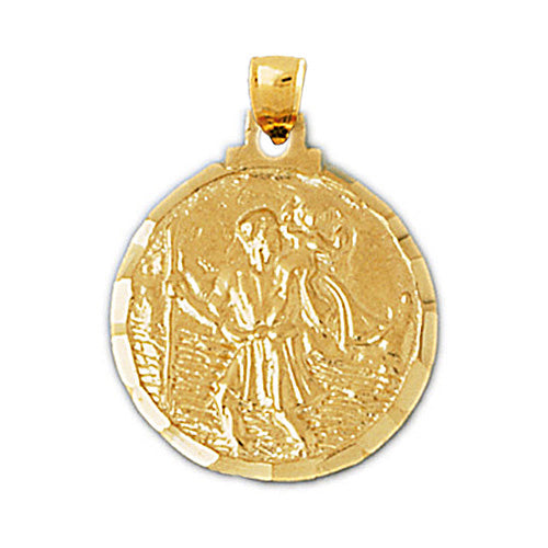 14K Gold Saint Christopher Rund Medallion