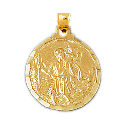 14K Gold Saint Christopher Rund Medallion