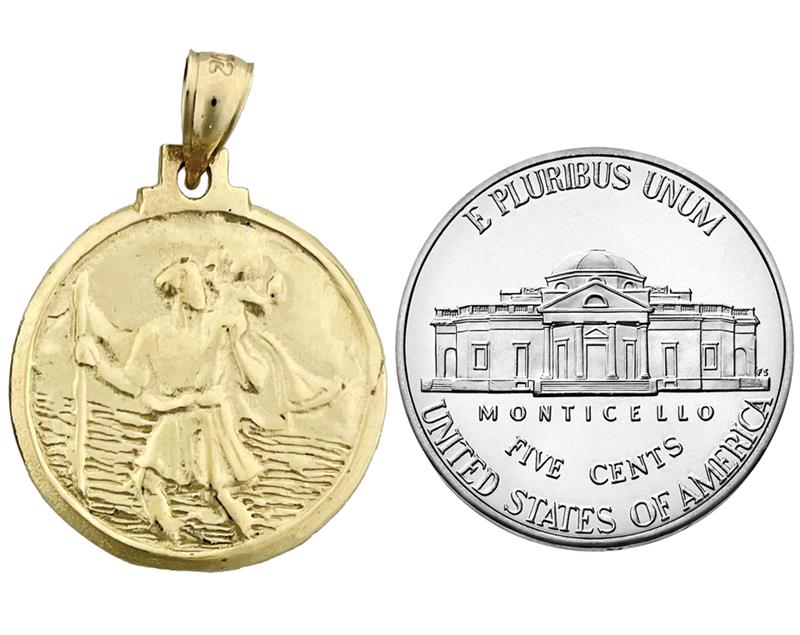 14K Gold Saint Christopher Rund Medallion