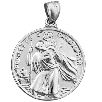 14K Gold 25mm Saint Christopher Protect Us Münze Medallion