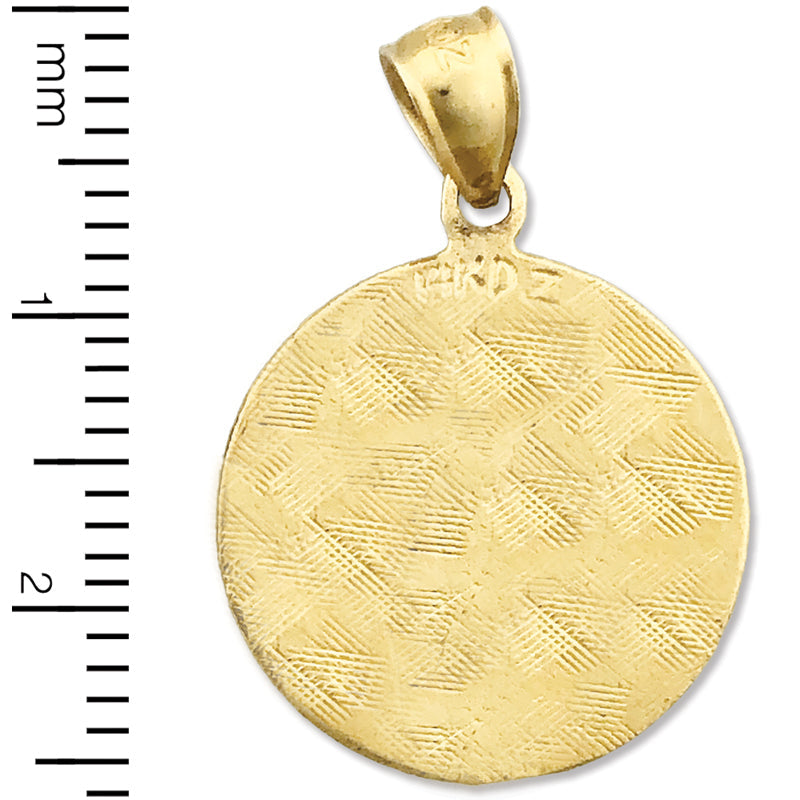 14K Gold 18-mm-Christopherus-Medaille „Beschütze uns“-Charm