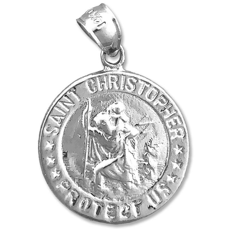 14K Gold 18-mm-Christopherus-Medaille „Beschütze uns“-Charm