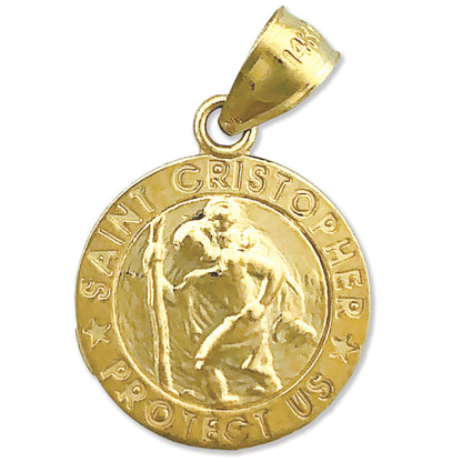 14K Gold 15MM Christophorus-Medaille "Beschütze uns" Charm