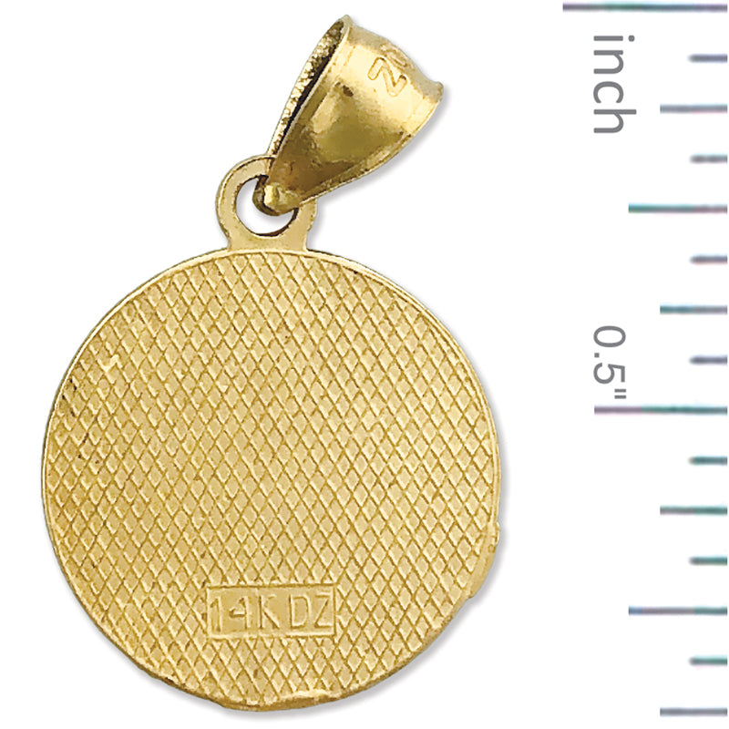 14K Gold 15MM Christophorus-Medaille "Beschütze uns" Charm