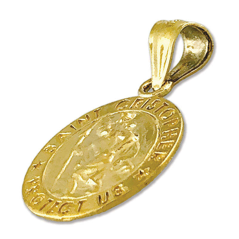 14K Gold 15MM Christophorus-Medaille "Beschütze uns" Charm