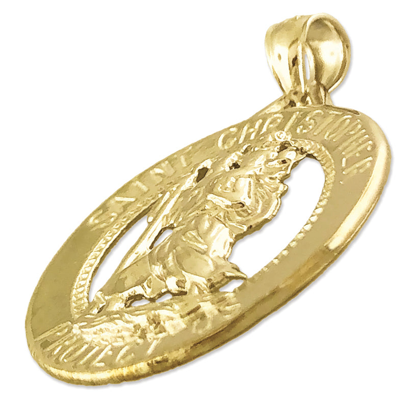 14K Gold 24mm Saint Christopher Medallion