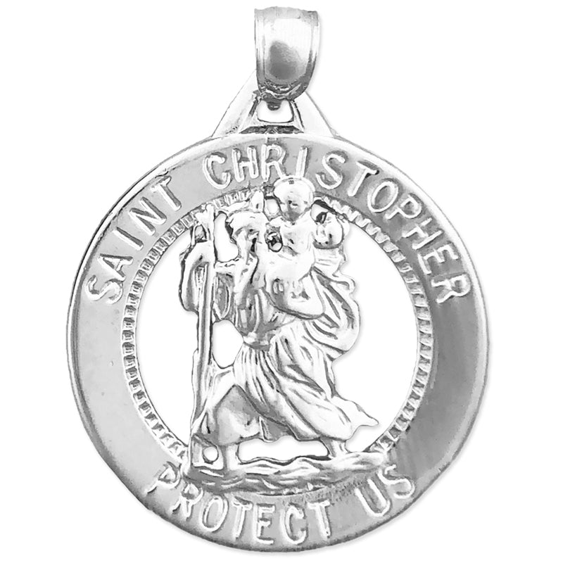 14K Gold 24mm Saint Christopher Medallion