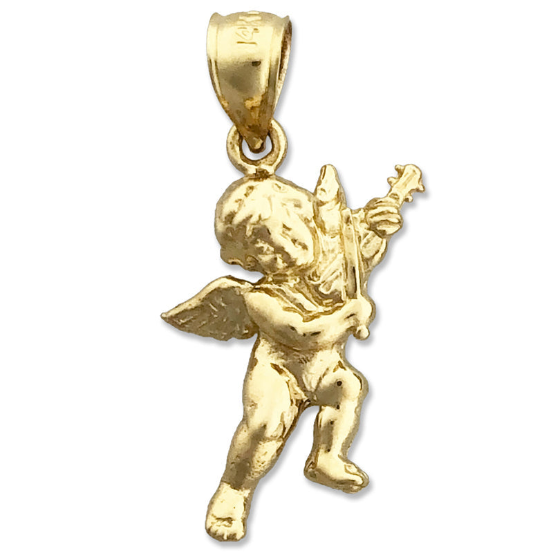 14K Gold Cherub-Engel mit Geige Charm