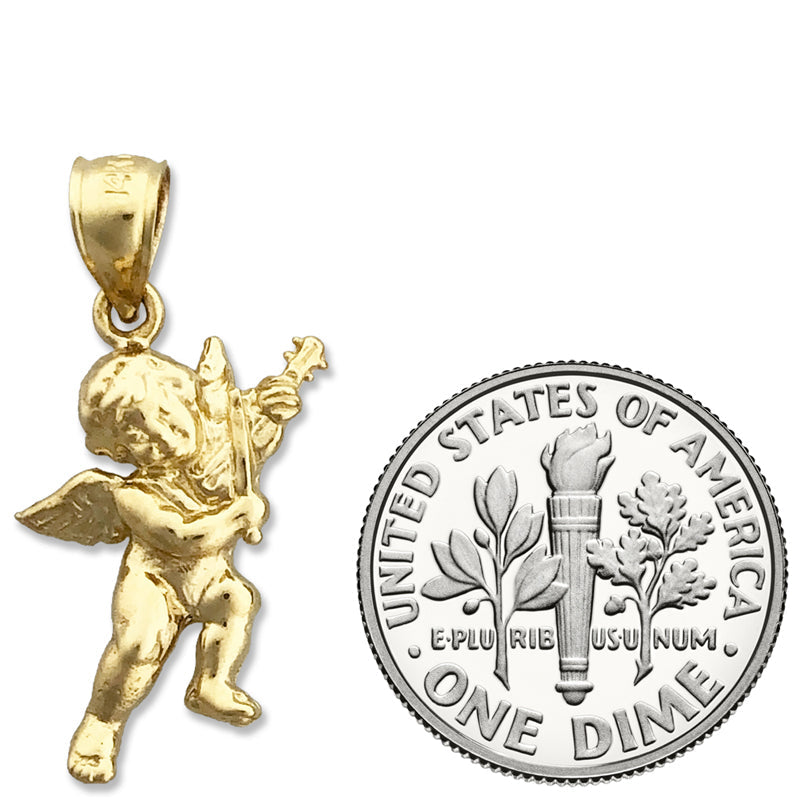 14K Gold Cherub-Engel mit Geige Charm