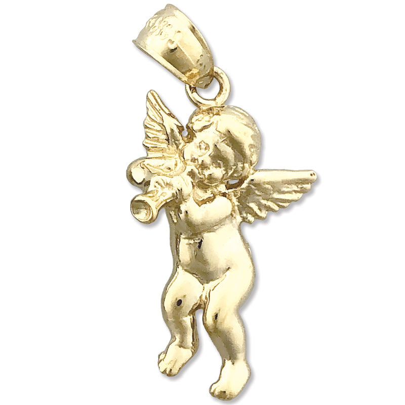 14K Gold Engelscharm mit Trompete