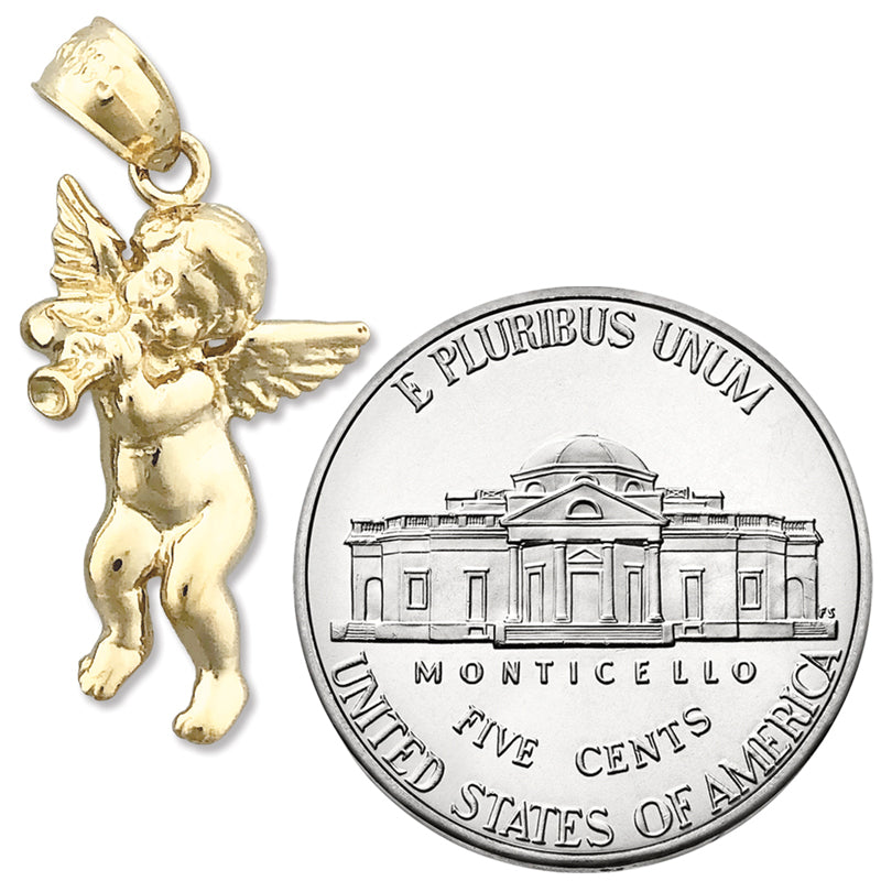14K Gold Engelscharm mit Trompete