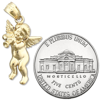 14K Gold Engelscharm mit Trompete