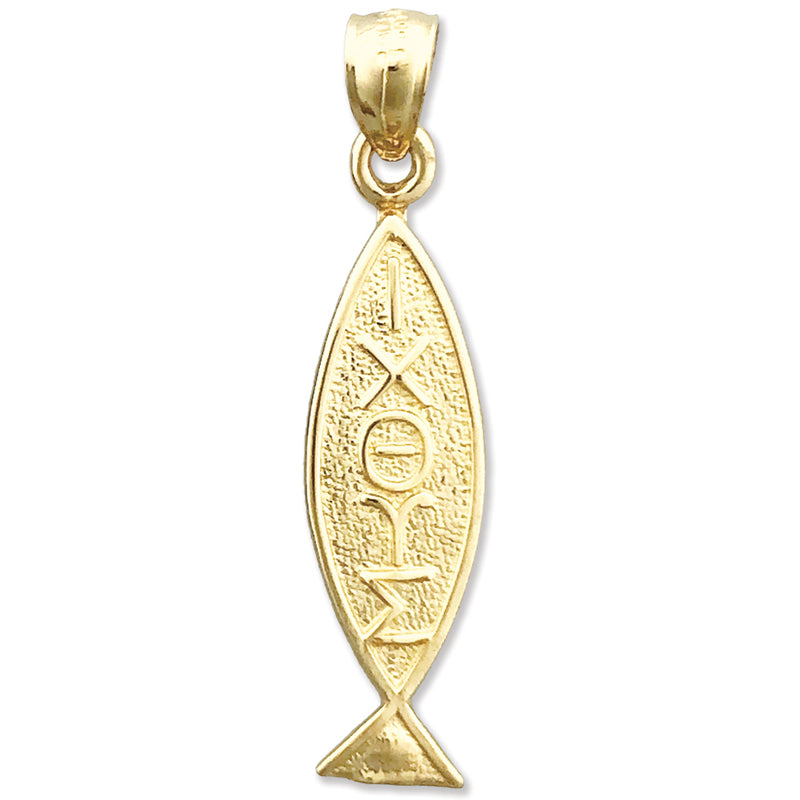 14K Gold Iota Chi Theta Upsilon Sigma Fisch-Anhänger