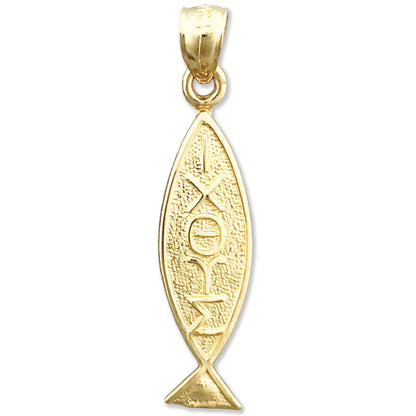14K Gold Iota Chi Theta Upsilon Sigma Fisch-Anhänger