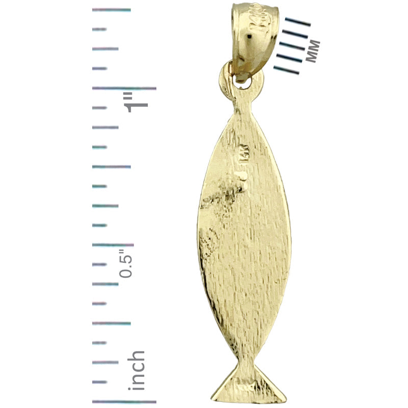 14K Gold Iota Chi Theta Upsilon Sigma Fisch-Anhänger