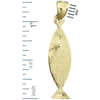 14K Gold Iota Chi Theta Upsilon Sigma Fisch-Anhänger