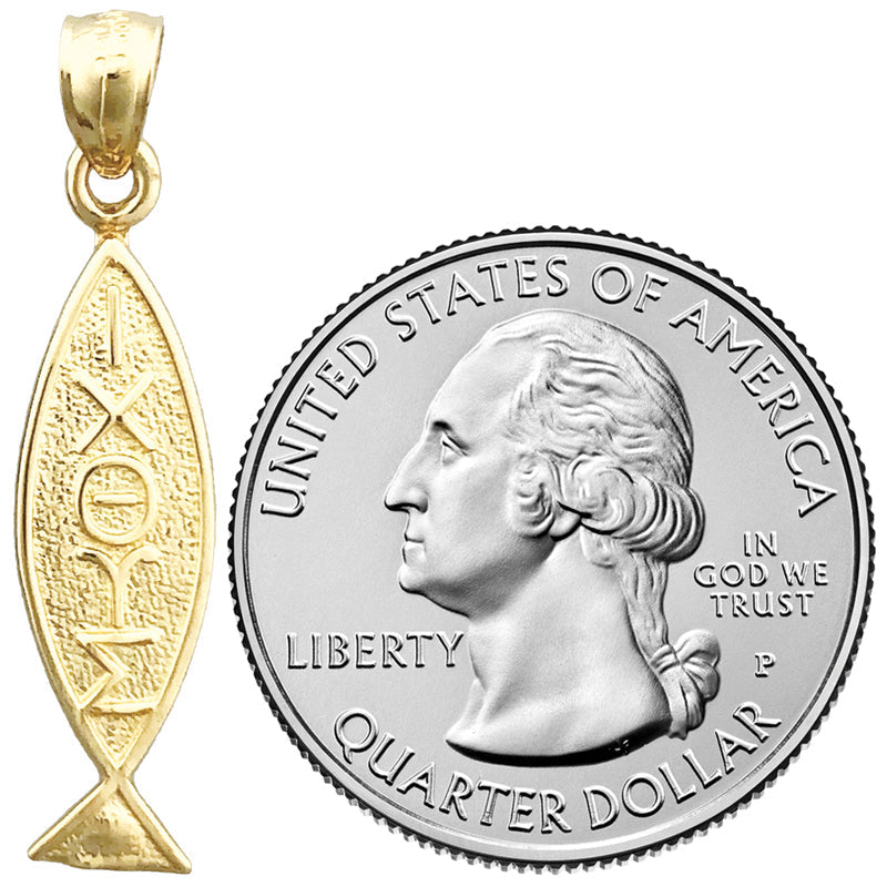 14K Gold Iota Chi Theta Upsilon Sigma Fisch-Anhänger