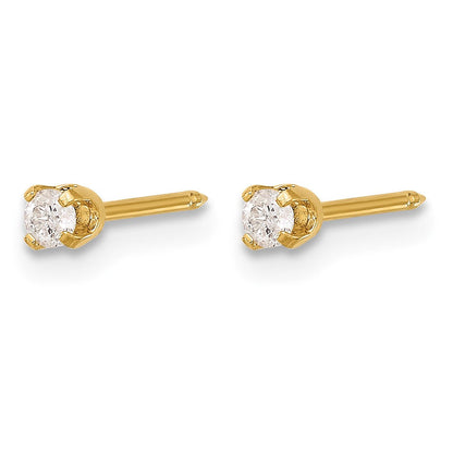 14K Gelbgold Poliert.10ct Diamant Ohrstecker