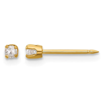 14K Gelbgold Poliert.10ct Diamant Ohrstecker