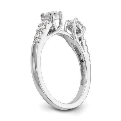 14K Weißgold 3-stone Plus Stift Set Mittig Diamant Halbfassung Verlobungsring
