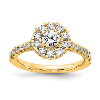True Origin 14K Gelbgold Verlobungsring mit 1 ct. im Labor gezüchtetem Diamant VS+ F+ und komplettem Halo