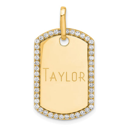 14K Gelbgold Personalisiert Diamant Erkennungsmarke Charm