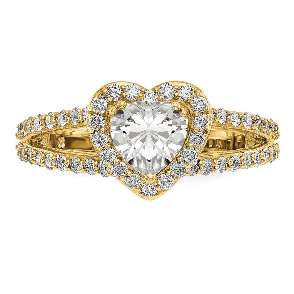 14K Gelbgold Diamant Herz Halbfassung Heiligenschein Verlobungsring