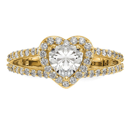 14K Gelbgold Diamant Herz Halbfassung Heiligenschein Verlobungsring