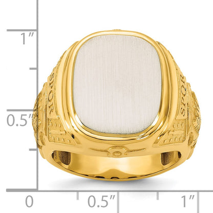 14K Bicolor Gold Gravierbar Quadratisch mit Abgerundet Corners Siegel Ring