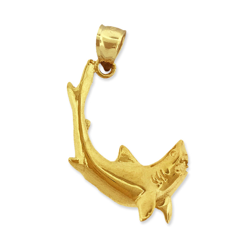 14K Gold Anhänger Hai mit geöffnetem Maul
