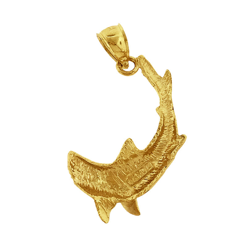 14K Gold Anhänger Hai mit geöffnetem Maul