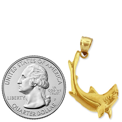 14K Gold Anhänger Hai mit geöffnetem Maul