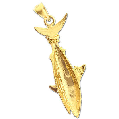 Hai-Anhänger aus 14K Gold, am Schwanz hängend